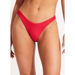 Seafolly Australia Women's Red Comfort High Cut Swimwear Bikini Bottom Size 8